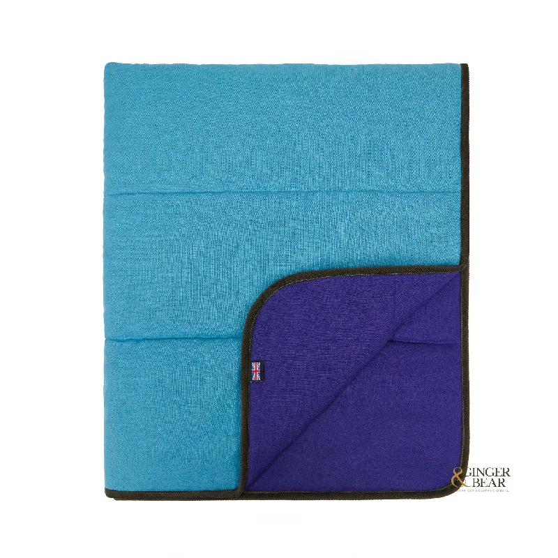 Pet accessoriesLISH Padbury Reversible Linen Dog Blanket, in Teal Blue and Blueberry Purple